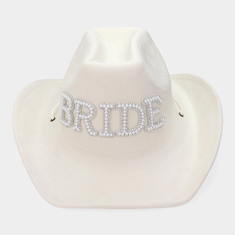 💕 Wedding Gift 💕 White Bling Studded BRIDE Message Pointed Cowboy Hat